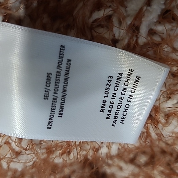 BOBEAU Brick Orange & White Eyelash Sweater Open Duster Cardigan L nwot - Picture 7 of 7